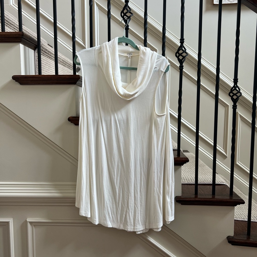 Umgee Cream Sleeveless Cowl Neck Tunic